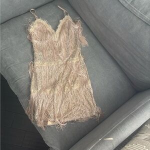 SHEIN Gold Sequin Fringe Dress